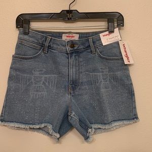 DONATED NWT Wrangler cut off jean shorts w/tribal graphic. 5 ⭐️ Seller Posh A